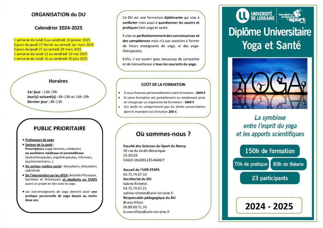 DU Yoga & Santé Plaquette 2024/2025