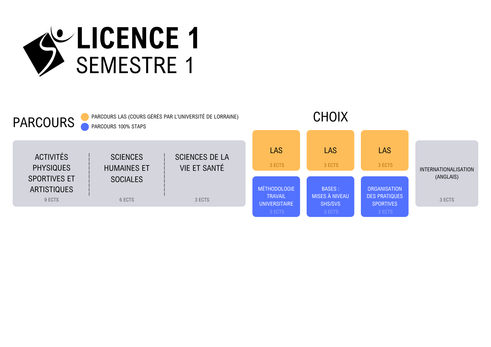 Affiche A3 Paysage Oriaction UFR STAPS Maquette Licence 1 Semestre 1 UR STAPS